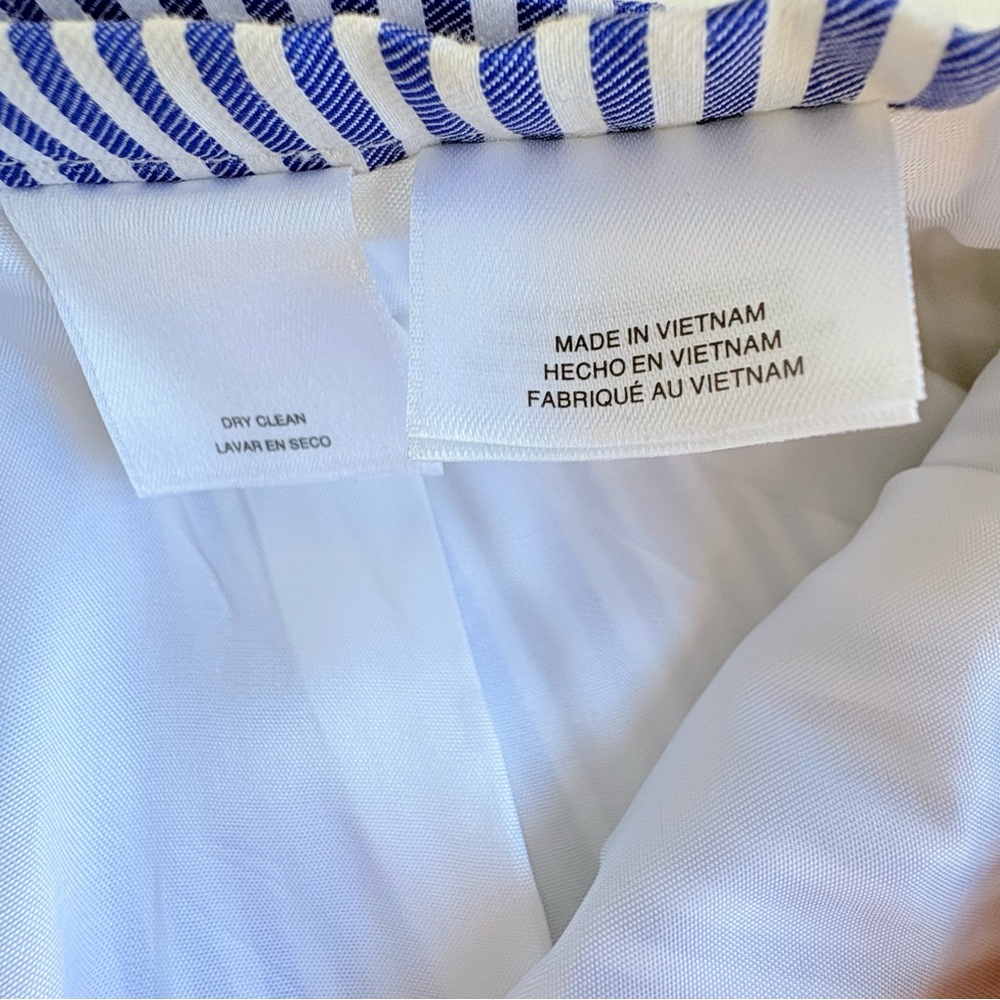 Nine West Blue White Striped & Floral Embroidered Skirt Size 6 Tie Waist A-Line - Picture 12 of 13